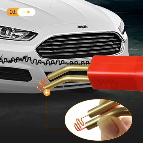 Vista 5 de Kit de Reparación de Parachoques de Coche con Soldador de Plástico, 6 Tipos 1050 Grapas Kit de Soldadura de Plástico Kit de Reparación de Rojo