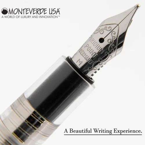 Vista 3 de Monteverde MVP - Pluma estilográfica Diamond Clear - Punta de talón - Mini bolígrafo de bolsillo compacto y versátil - Punta JoWo fabricada
