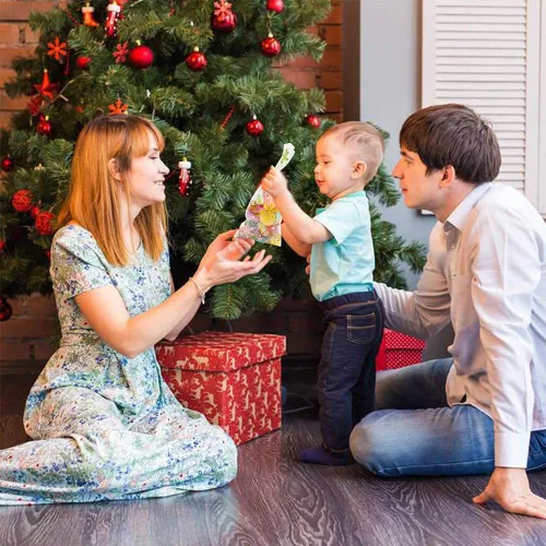 Vista 7 de CCINEE Bolsas de celofán de Navidad, bolsas de golosinas surtidas de Navidad con lazos torcidos, bolsas de galletas de caramelo para suministros
