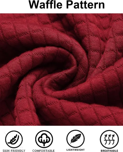 Vista 5 de COOFANDY - Sudadera con capucha para hombre, casual, de manga larga, con cordón ajustable y punto gofre