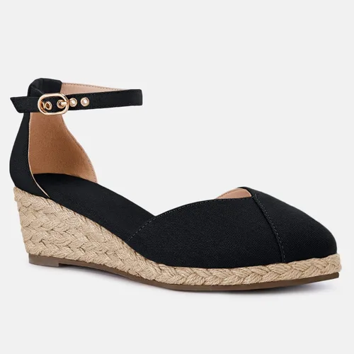 Vista 7 de Juliet Holy Alpargatas para mujer con plataforma cerrada y correa al tobillo, estilo casual de verano
