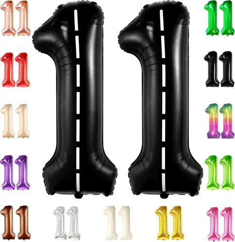 Vista 10 de KatchOn, Globo negro gigante del número 11 de 40 pulgadas, globos negros 11 para decoraciones de cumpleaños de 11 años para niños, globos negros