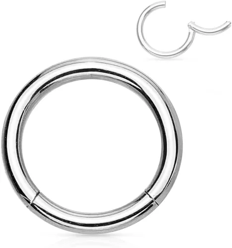 Vista 94 de Forbidden Body Jewelry - Piercing para la nariz de acero quirúrgico 316L con bisagra, 14G, 16G, 18G, diámetro de 15/64, 5/16, 25/64, 15/32 pulgadas