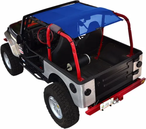 Vista 7 de Malla para sombra SPIDERWEBSHADE para Jeep Wrangler con protección UV, accesorio hecho en EE.UU., TJ (1997-2006), Negro