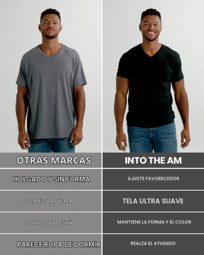 Vista 7 de Camiseta de manga corta con cuello en V para hombre, de algodón suave Sin marca - Blanco