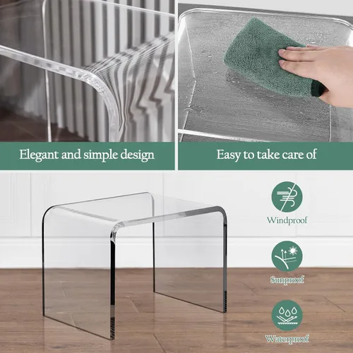 Vista 5 de uyoyous Banco de ducha y taburete de acrílico de 13 pulgadas, capacidad de 250 libras, asiento de baño impermeable, taburete de plástico