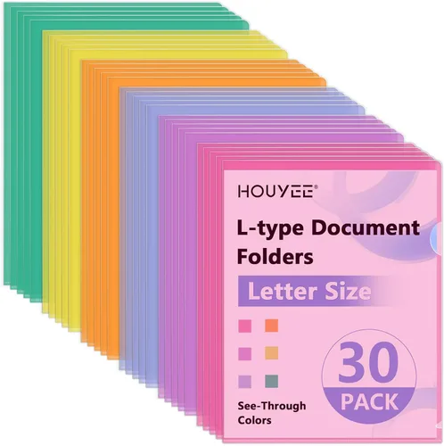 Vista 11 de HOUYEE Paquete de 12 carpetas transparentes para documentos, fundas de plástico tipo L, carpetas de proyectos, protectores de hojas de papel