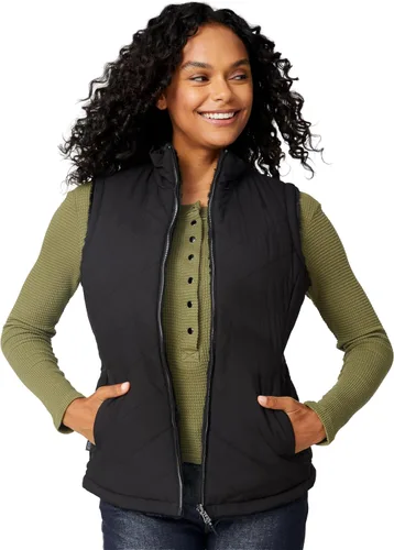 Vista 2 de Free Country Chaleco reversible acolchado de forro polar sherpa ligero con bolsillos con cremallera, chaleco de invierno para damas-Cirrus
