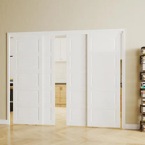 Vista 20 de 5-Panel Closet Doors, 48"(Double 25") x 80" Sliding Door for Bedrooms