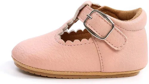 Vista 3 de Zapatos planos Mary Jane con lazo para bebé, suela de goma suave, zapatos para caminar para bebés, princesa, cuna, zapatos de vestir de boda