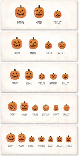 Vista 4 de Personal-Prints Familia Jack-O-Lantern – Regalo único personalizado de Halloween u otoño para Acción de Gracias o decoración y inauguración
