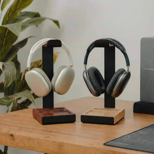 Vista 8 de COREMINDED Universal Headphone Stand for Desk, Walnut Wood Headset Holder Dark Walnut