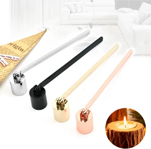 Vista 6 de Wal frontal de acero inoxidable vela Snuffer Wick Dipper Oil Lamp Trim Trimmer Scissor Cutter Tool Hook (negro)