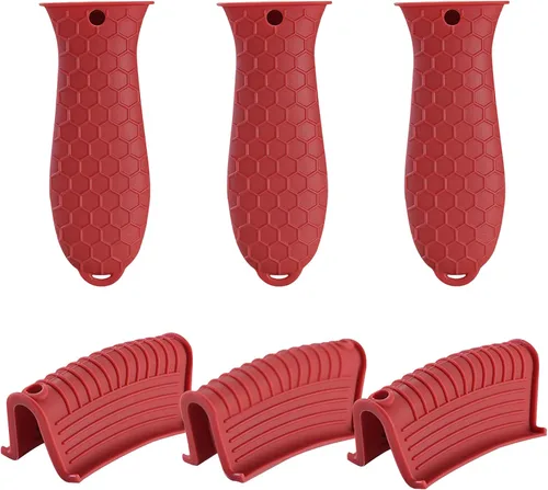 Vista 9 de 4 soportes de silicona para herramientas calientes, resistente al calor, mango de utensilios de cocina, agarraderas de goma antideslizantes, fundas