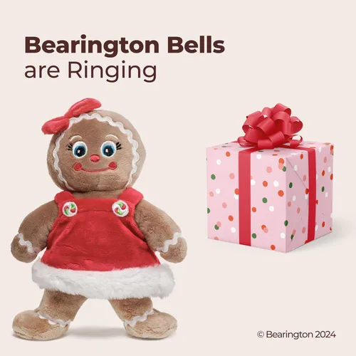 Vista 5 de Bearington Holly Ginger the Gingerbread - Animal de peluche navideño de 10 pulgadas, adorable juguete de niña de jengibre relleno con tela de felpa