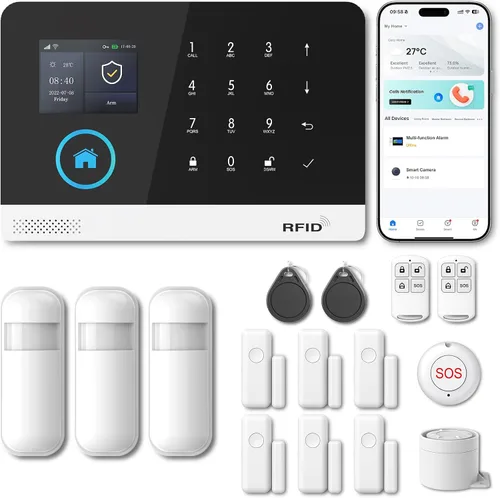 Vista 13 de Sistema de alarma PGST para seguridad del hogar, sistema de seguridad inteligente para el hogar, kit de 12 piezas