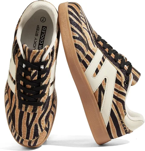 Vista 17 de LUCKY STEP Zapatillas de moda con suela de goma retro para mujer