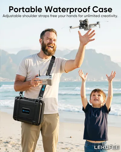 Vista 5 de Lekufee - Funda rígida impermeable para DJI Mini 5 Pro, Mini 4/3, Lito X1