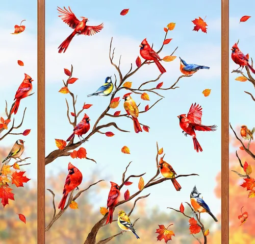 Vista 7 de Whaline 6 hojas de adhesivos para ventana del día de San Patricio - Grandes calcomanías de árbol de trébol en acuarela, decoración irlandesa doble