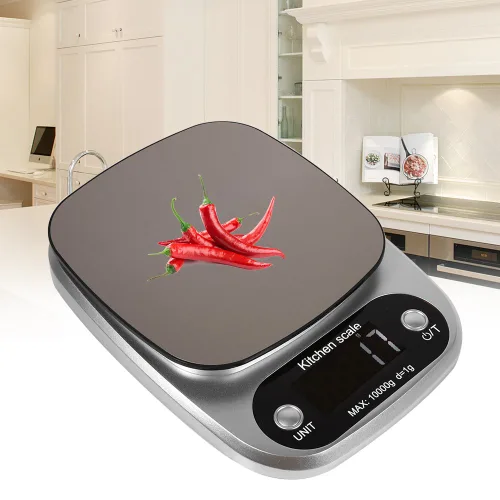 Vista 5 de Báscula de alimentos de cocina, báscula electrónica de alimentos de cocina 22.0 lbs/1G Digital Lcd Alimentos Die Cálculo Pesaje Balanza Balanza Sin