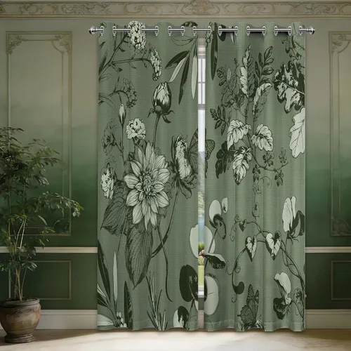 Vista 34 de Cortinas opacas negras y doradas, cortinas modernas de mediados de siglo para dormitorio, sala de estar, 63 pulgadas de largo, juego de 2 paneles