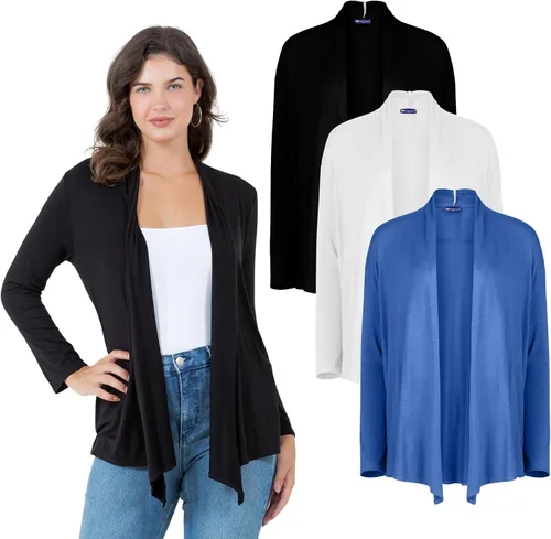 Vista 13 de Azules 3-Pack Women's Long Sleeve Open Front Cardigan - Lightweight Rayon Sweater, Soft Flowy Layer for Casual