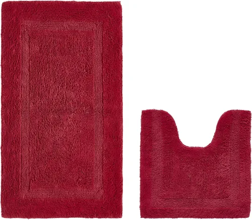 Vista 379 de Better Trends - Juego de 2 alfombras de baño 100% algodón, extra suaves, con borlas, de 17" x 24", alfombra de baño superabsorbente y reversible