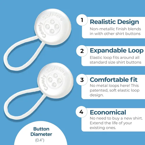Vista 8 de Comfy Clothiers 3-Pack Collar Extenders for Men - Button Expanders for Shirts