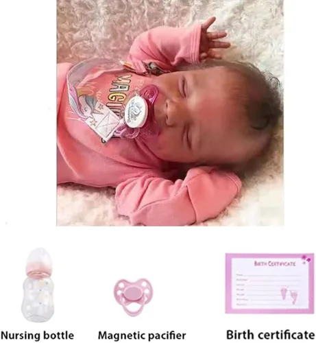 Vista 2 de Muñecas Reborn Baby Girl, 18 pulgadas realistas recién nacidas muñecas durmiendo con vinilo de silicona suave de cuerpo completo, muñecas de bebé