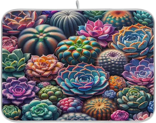 Vista 10 de Tapete de secado de platos de calabaza de otoño con girasol para encimera de cocina, absorbente, almohadilla de microfibra para secar platos