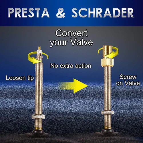 Vista 3 de 15 herramientas adaptadoras de válvula de neumático Presta para bicicleta, convertidor de válvula de neumático de bicicleta, válvula de cobre, tapa