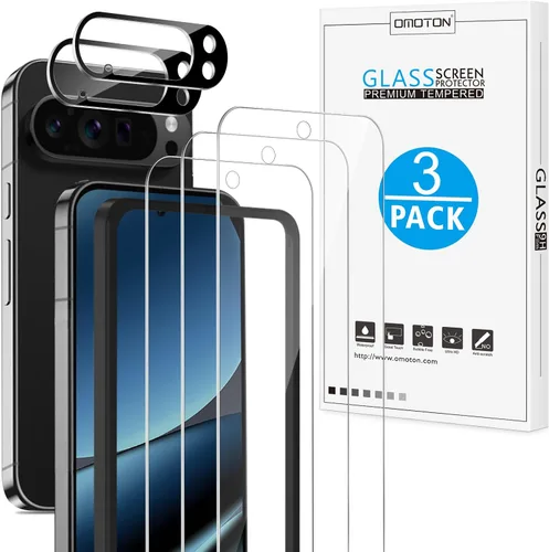 Vista 17 de OMOTON Paquete de 4 protectores de pantalla para Google Pixel 4 (5.7 pulgadas), vidrio templado, resistente a los arañazos, solo cubierta de área