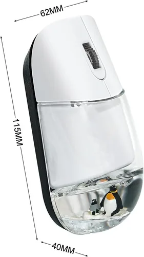 Vista 6 de Aqua - Ratón inalámbrico lindo silencioso de agua transparente para PC, laptop, MacBook, niños, niñas, mujeres, regalo con agua líquida y flotador