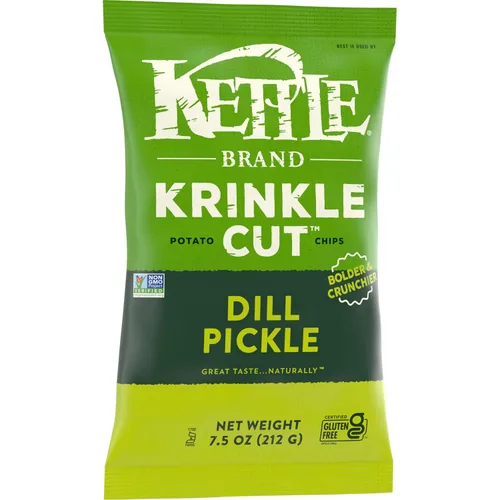 Vista 7 de Kettle Brand Papas fritas, corte Krinkle, chips de pepinillo de eneldo, 7.5 onzas
