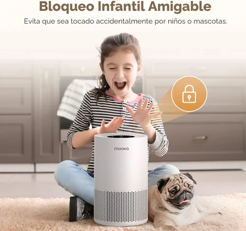 Vista 9 de Purificadores de aire para el hogar habitaciones grandes de hasta 1200 pies cuadrados, MOOKA H13 True HEPA Purificador de aire para dormitorio