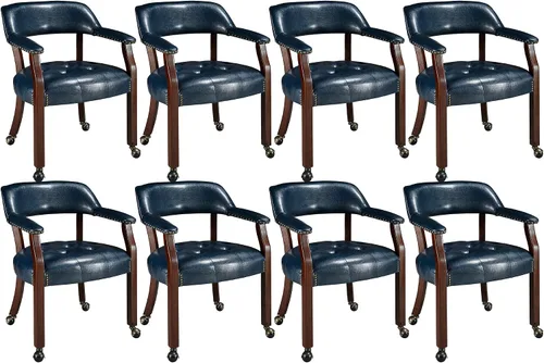 Vista 51 de LEEMTORIG Juego de 2 sillas de comedor con ruedas y brazo, sillas de comedor grandes con ruedas, silla de mesa de póquer de madera maciza, 26