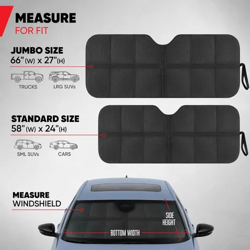 Vista 4 de MotorTrend - Parasol para parabrisas de acordeón para automóviles, diseño plegable compacto, ajuste semiuniversal para camiones y SUV, parasol