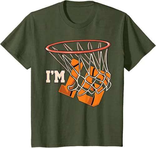 Vista 14 de Camiseta número 15 con temática de baloncesto para fiesta de cumpleaños, Negro, S