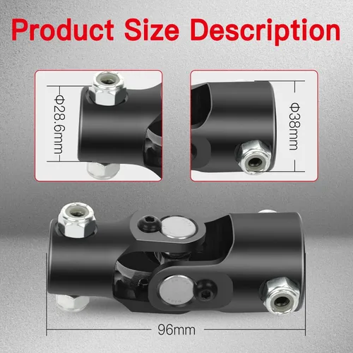 Vista 6 de CCIYU 1" DD * 3/4" DD Negro Juntas de Dirección Solo Eje Universal U-Joint 3.780 in