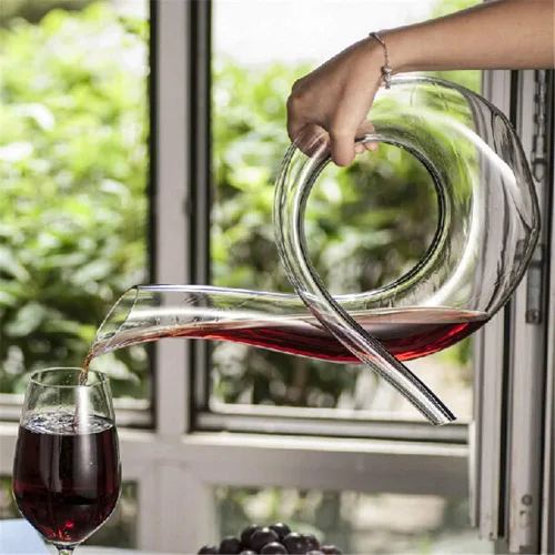 Vista 5 de Decantador de vino aireador – 100% soplado a mano sin plomo vidrio de cristal de vino tinto jarra de vino regalo para los amantes del vino