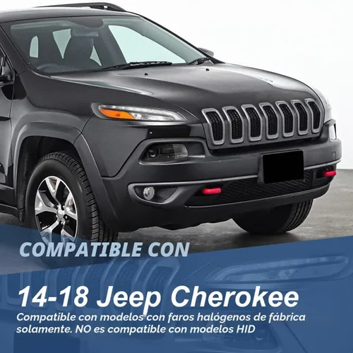Vista 8 de Auto Dynasty Conjunto de faros LED DRL compatibles con Jeep Cherokee 2014-2018, 4 pares de faros halógenos de repuesto con tira de luz