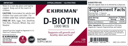 Vista 3 de d-Biotin 1000 mcg Cápsulas - Hypo - 120