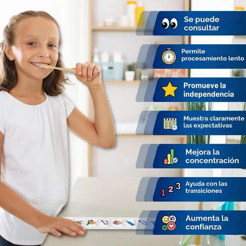 Vista 3 de Horario visual de cepillado de dientes para autismo, Tabla de cepillado
