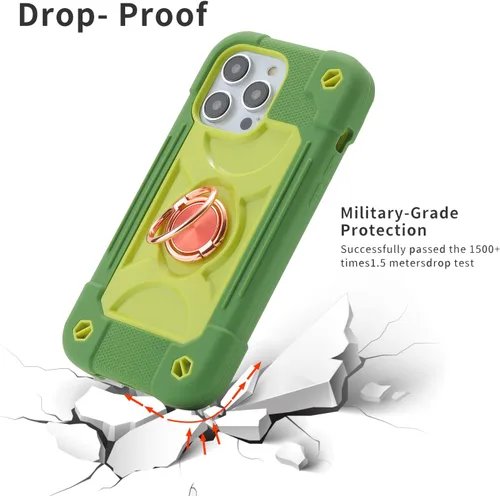 Vista 2 de MARKILL Funda compatible con iPhone 14 Pro de 6.1 pulgadas con soporte de anillo integrado, protección contra caídas de grado militar, carcasa