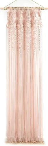 Vista 7 de Lush Decor Panel Individual de Cortina de Ventana de Algodón Texturizado Macramé Boho 40" An x 84" L Rubor - Cortinas de Macramé para Ventanas