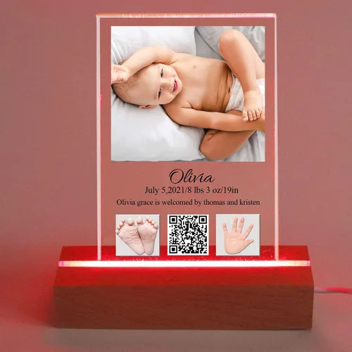 Vista 5 de Tina&Co Recuerdos de fotos personalizados para bebés, regalos personalizados para baby shower con texto, sonido, huellas y huellas de manos