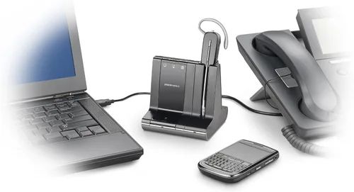Vista 2 de Plantronics Savi 740 audífonos inalámbricos, sistema para comunicación unificada, Negro