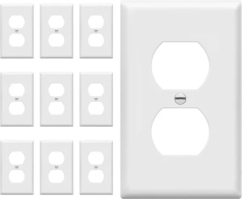 Vista 77 de ENERLITES Placa de pared dúplex para tomacorriente para receptáculos, cubierta de toma de corriente eléctrica jumbo, acabado brillante, de gran Negro
