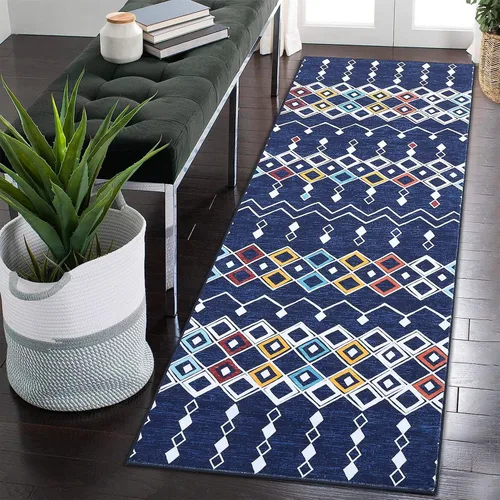 Vista 20 de FairOnly Tapete marroquí bohemio de 2 x 3 pulgadas, lavable, antideslizante, pequeño, para baño, cocina, dormitorio, entrada