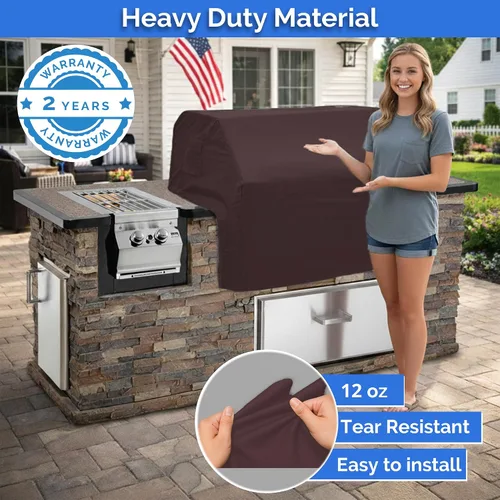 Vista 5 de Covers & All Cubierta de parrilla integrada para parrilla al aire libre – Resistente 12 oz impermeable cubierta de parrilla de barbacoa incorporada